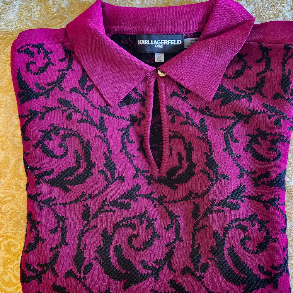 Karl Lagerfeld Magenta and Black Sweater